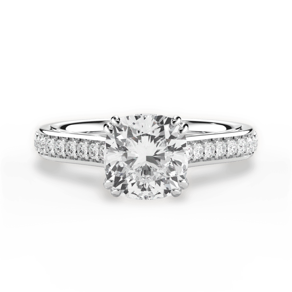 14kt White Gold/18kt White Gold/Platinum/cushion/top