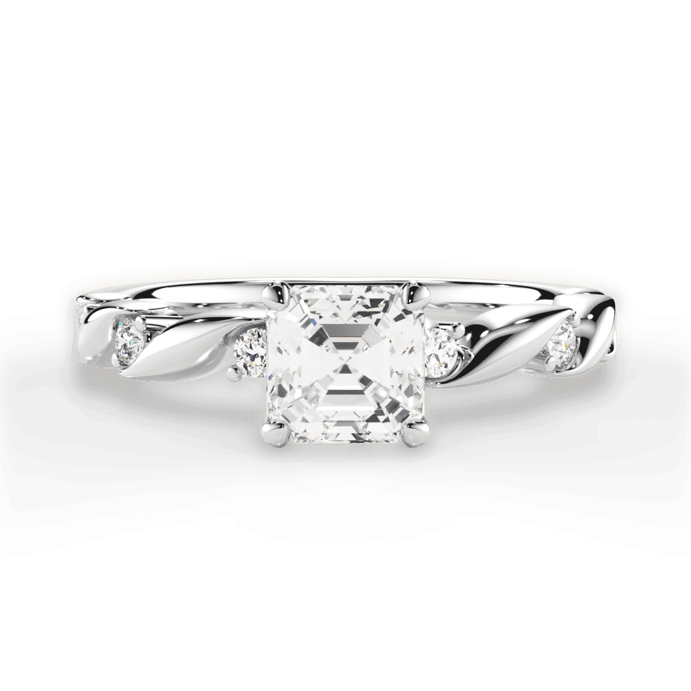 14kt White Gold/18kt White Gold/Platinum/asscher/top