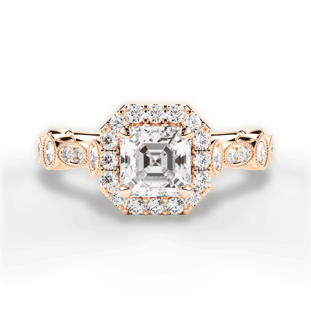 14kt Rose Gold/18kt Rose Gold/asscher/top