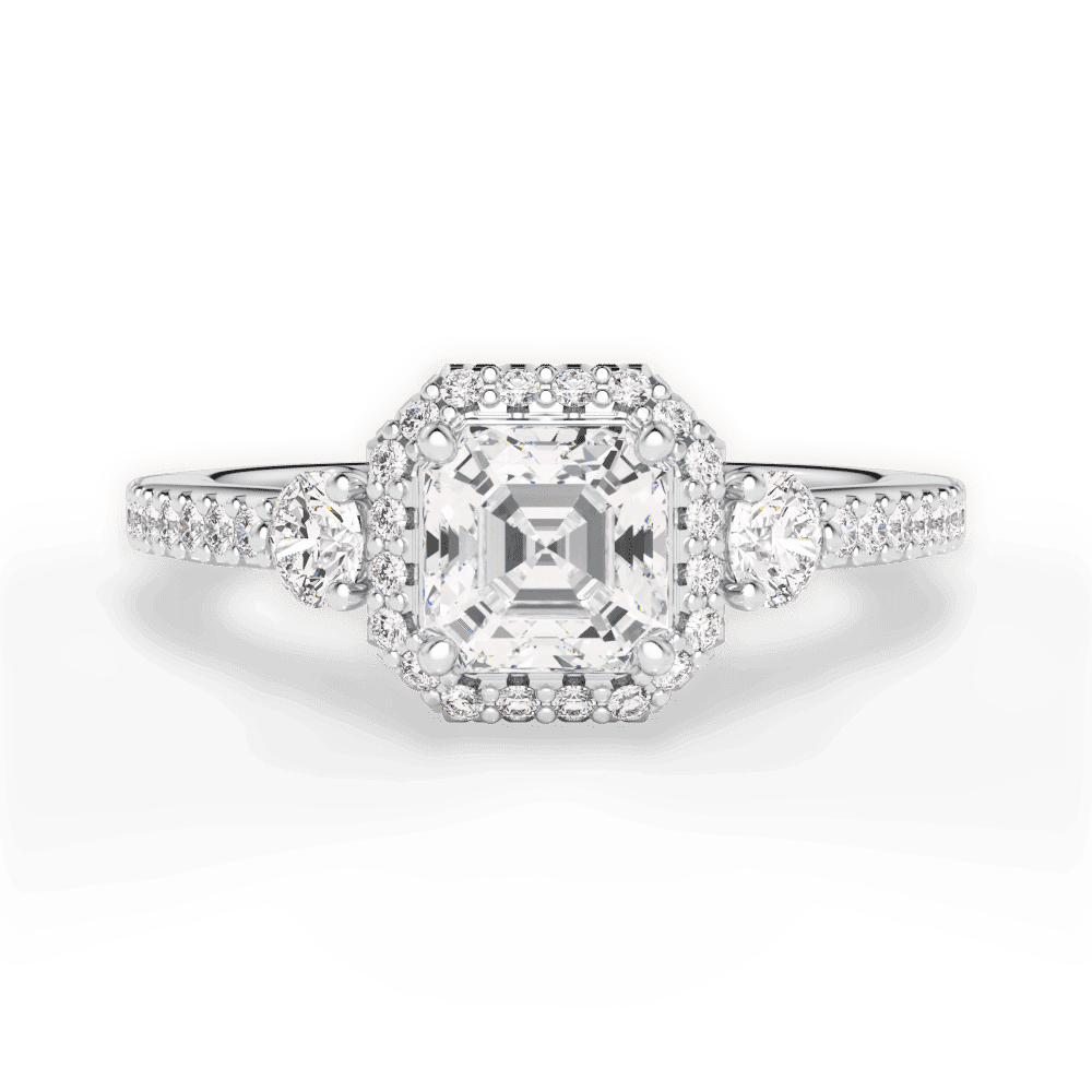 14kt White Gold/18kt White Gold/Platinum/asscher/top