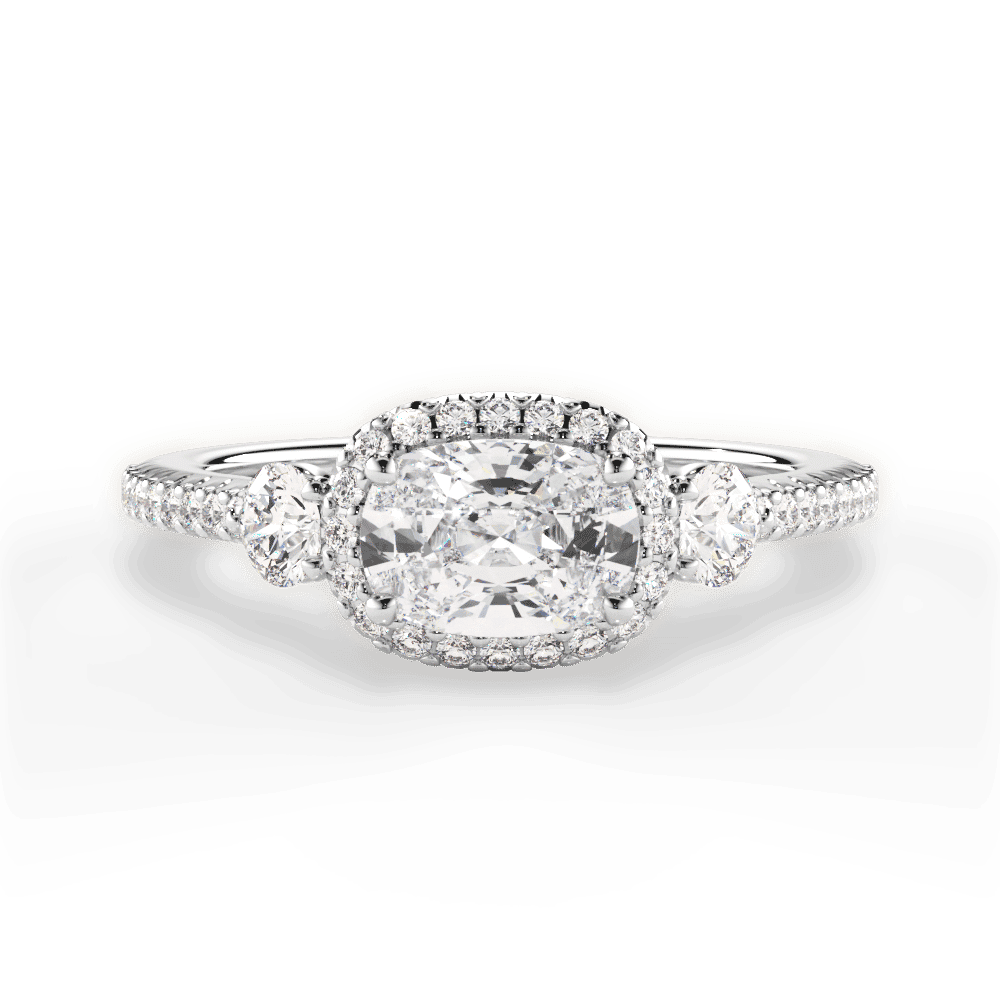 14kt White Gold/18kt White Gold/Platinum/cushion/top