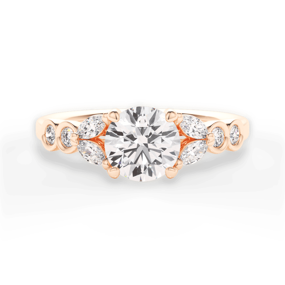 14kt Rose Gold/18kt Rose Gold/round/top