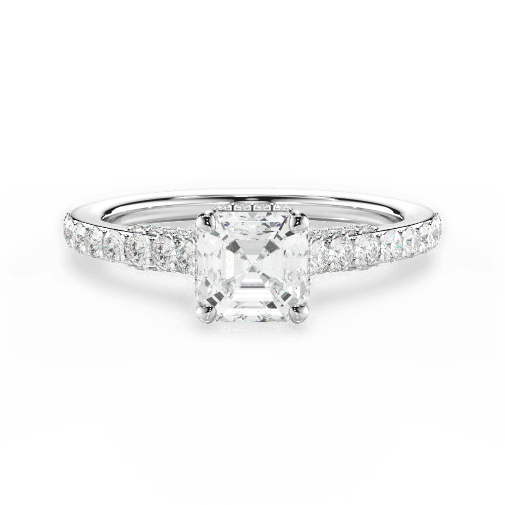 14kt White Gold/18kt White Gold/Platinum/asscher/top