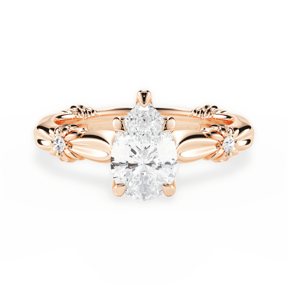 14kt Rose Gold/18kt Rose Gold/pear/top