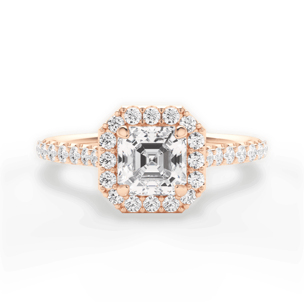 14kt Rose Gold/18kt Rose Gold/asscher/top