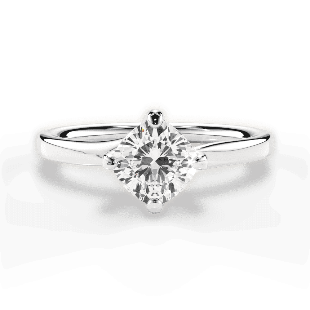 14kt White Gold/18kt White Gold/Platinum/cushion/top