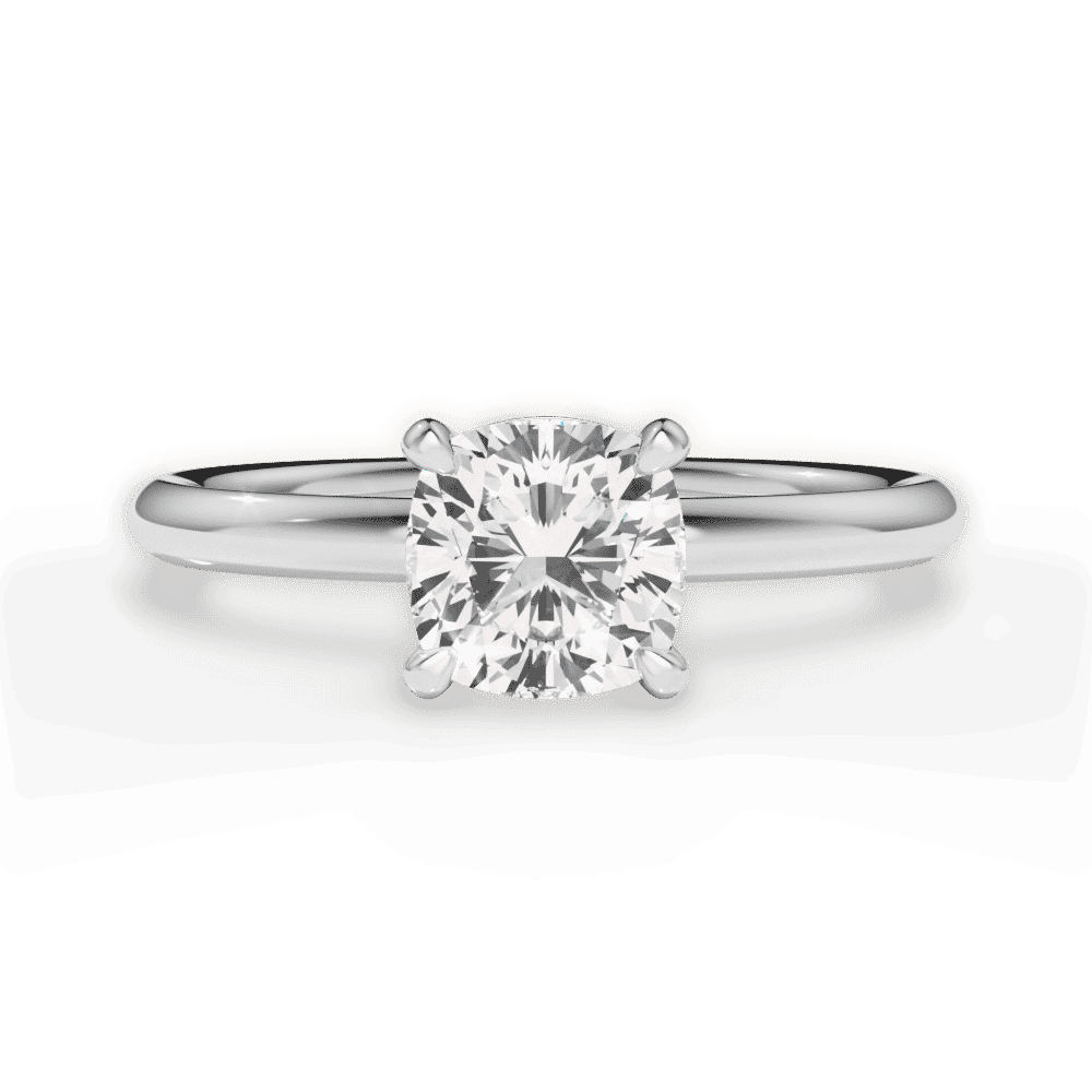 14kt White Gold/18kt White Gold/Platinum/cushion/top