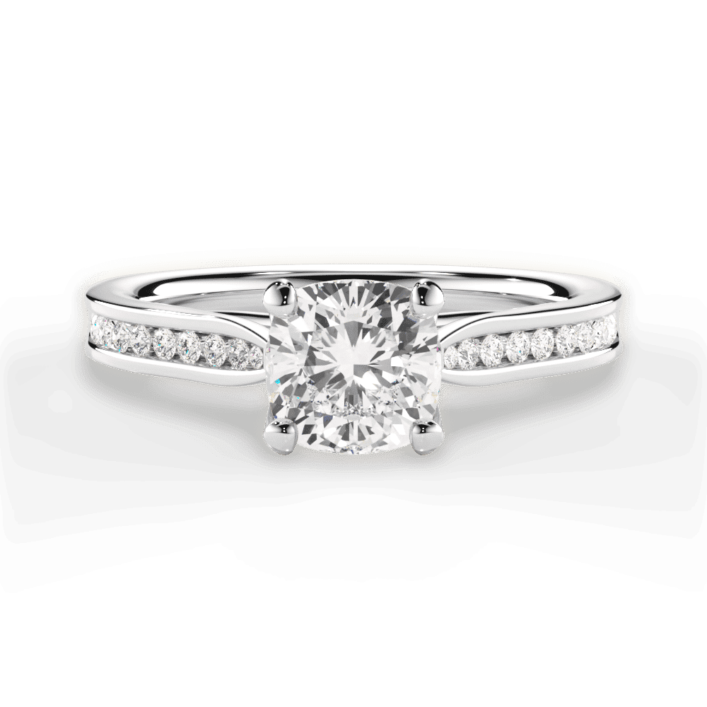 14kt White Gold/18kt White Gold/Platinum/cushion/top