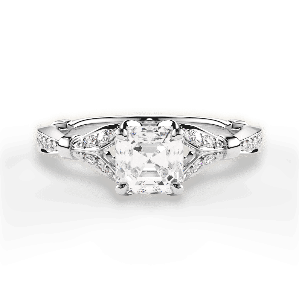14kt White Gold/18kt White Gold/Platinum/asscher/top