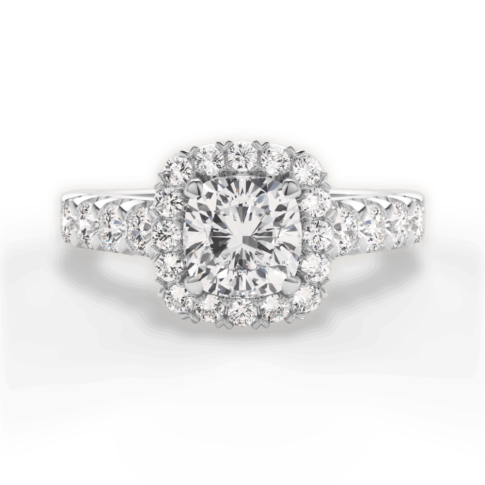 14kt White Gold/18kt White Gold/Platinum/cushion/top