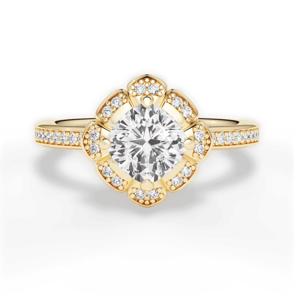 14kt Yellow Gold/18kt Yellow Gold/cushion/top