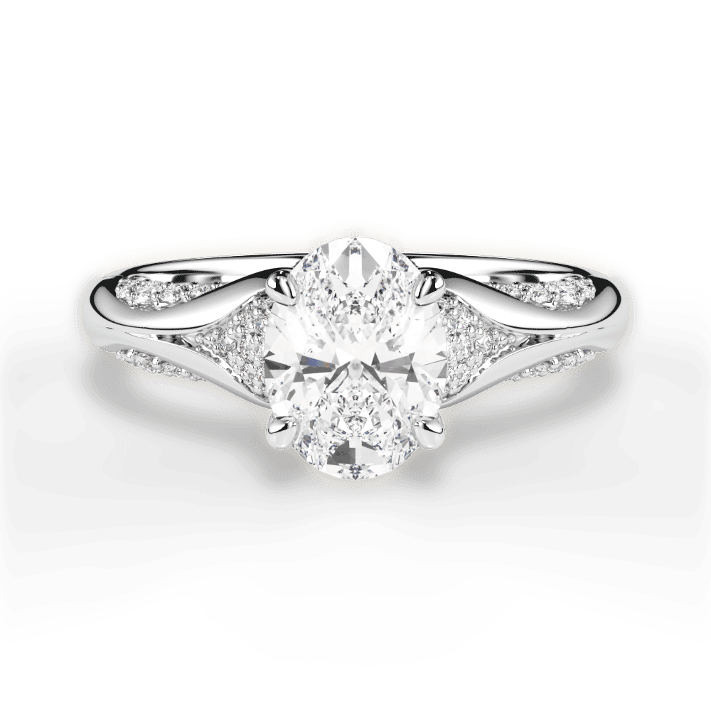 14kt White Gold/18kt White Gold/Platinum/oval/top