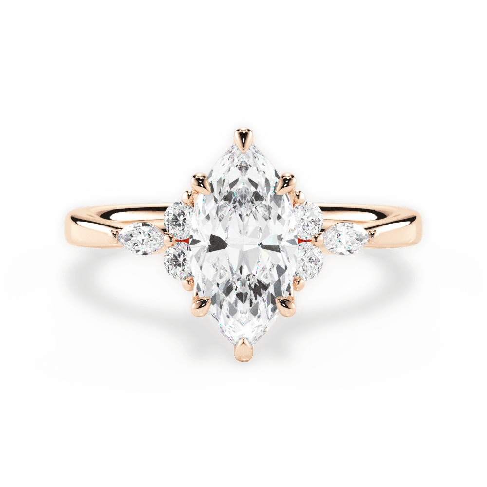 14kt Rose Gold/18kt Rose Gold/marquise/top