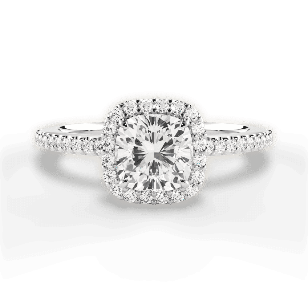 14kt White Gold/18kt White Gold/Platinum/cushion/top