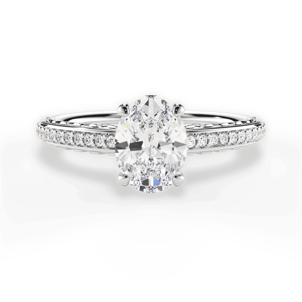14kt White Gold/18kt White Gold/Platinum/oval/top