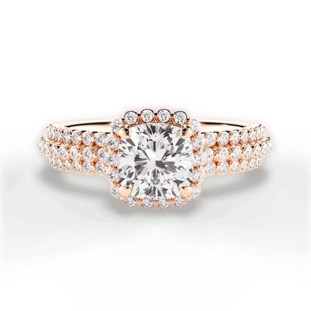 14kt Rose Gold/18kt Rose Gold/cushion/top