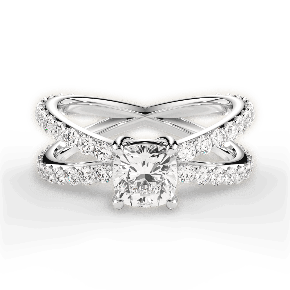 14kt White Gold/18kt White Gold/Platinum/cushion/top
