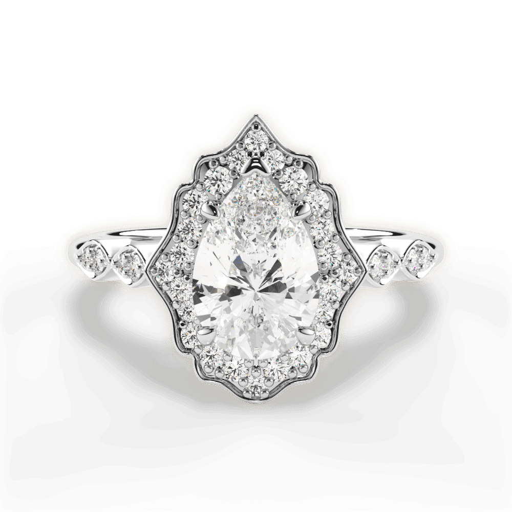 14kt White Gold/18kt White Gold/Platinum/pear/top
