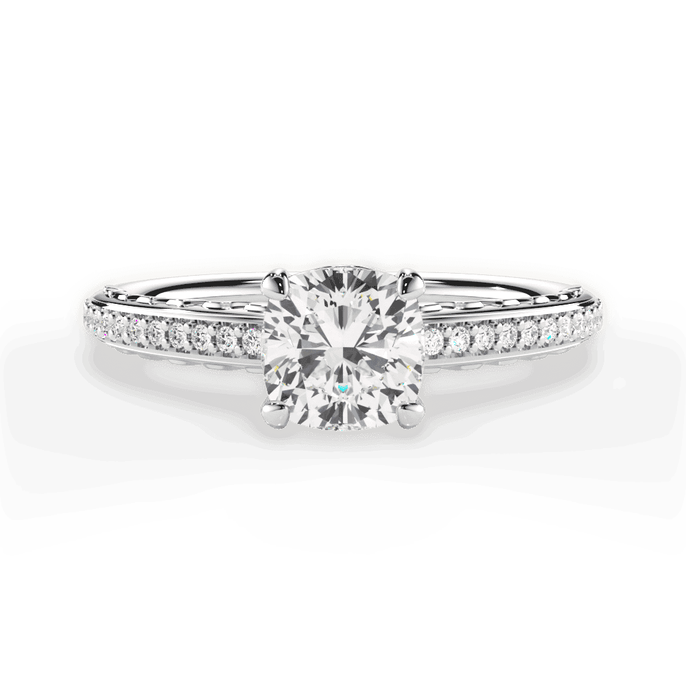 14kt White Gold/18kt White Gold/Platinum/cushion/top