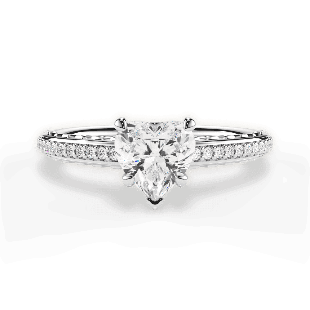 14kt White Gold/18kt White Gold/Platinum/heart/top