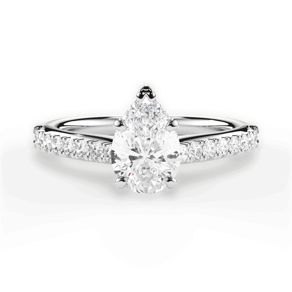 14kt White Gold/18kt White Gold/Platinum/pear/top