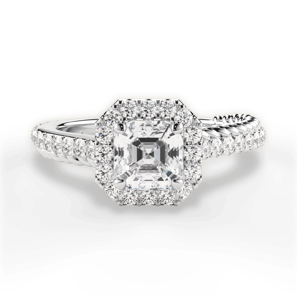 14kt White Gold/18kt White Gold/Platinum/asscher/top