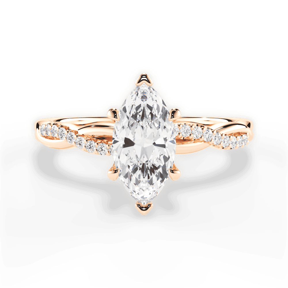 14kt Rose Gold/18kt Rose Gold/marquise/top