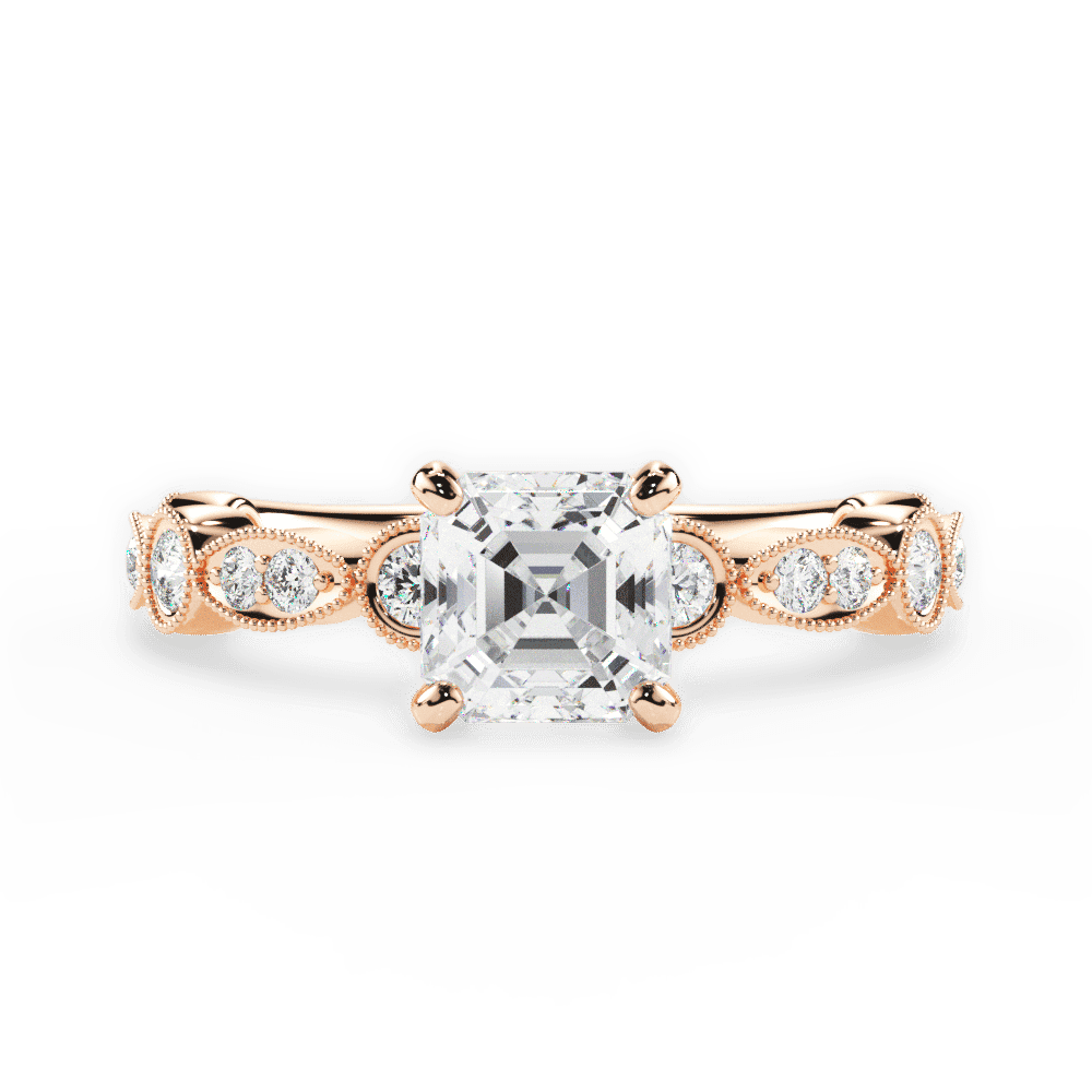 14kt Rose Gold/18kt Rose Gold/asscher/top
