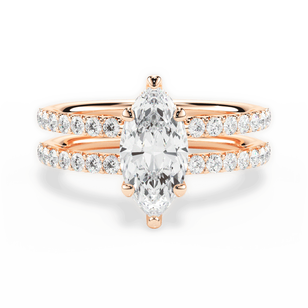 14kt Rose Gold/18kt Rose Gold/marquise/top