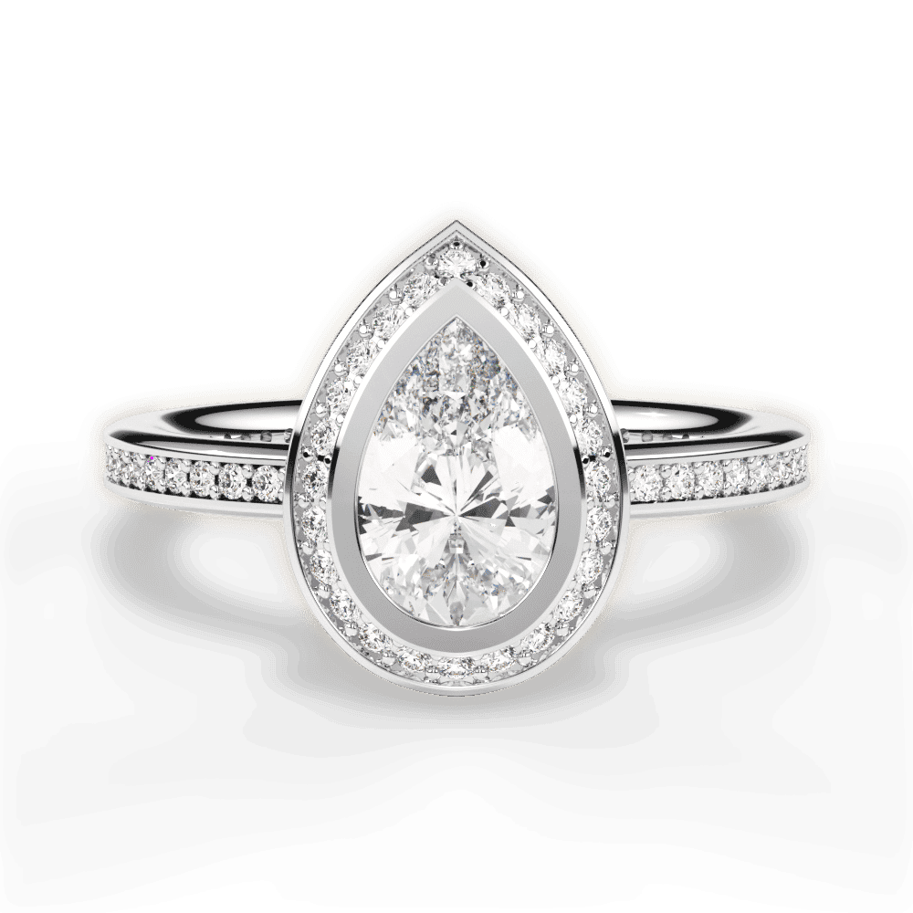 14kt White Gold/18kt White Gold/Platinum/pear/top
