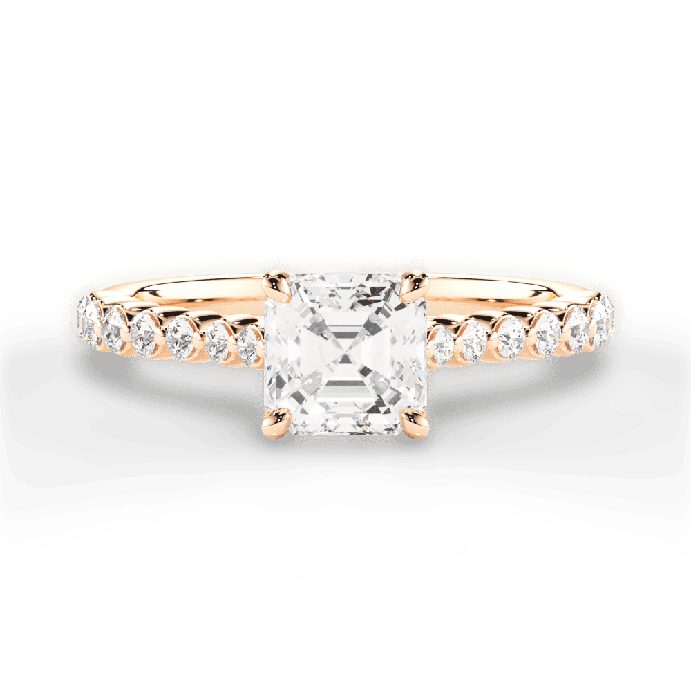 14kt Rose Gold/18kt Rose Gold/asscher/top