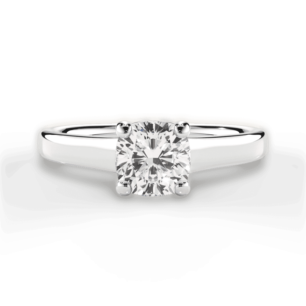 14kt White Gold/18kt White Gold/Platinum/cushion/top