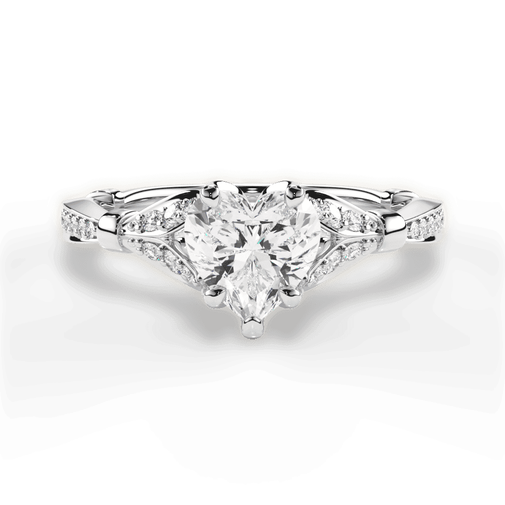 14kt White Gold/18kt White Gold/Platinum/heart/top