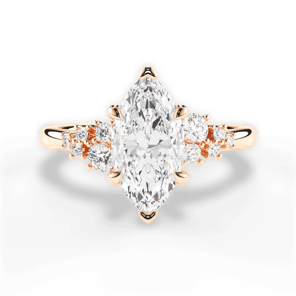 14kt Rose Gold/18kt Rose Gold/marquise/top