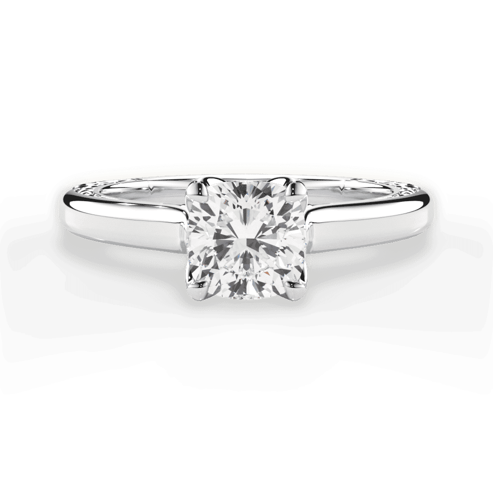 14kt White Gold/18kt White Gold/Platinum/cushion/top