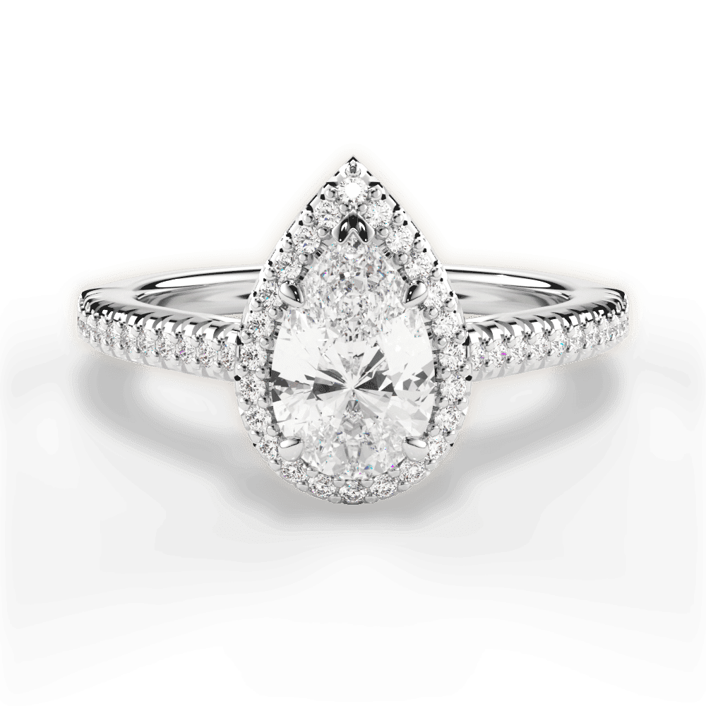 14kt White Gold/18kt White Gold/Platinum/pear/top