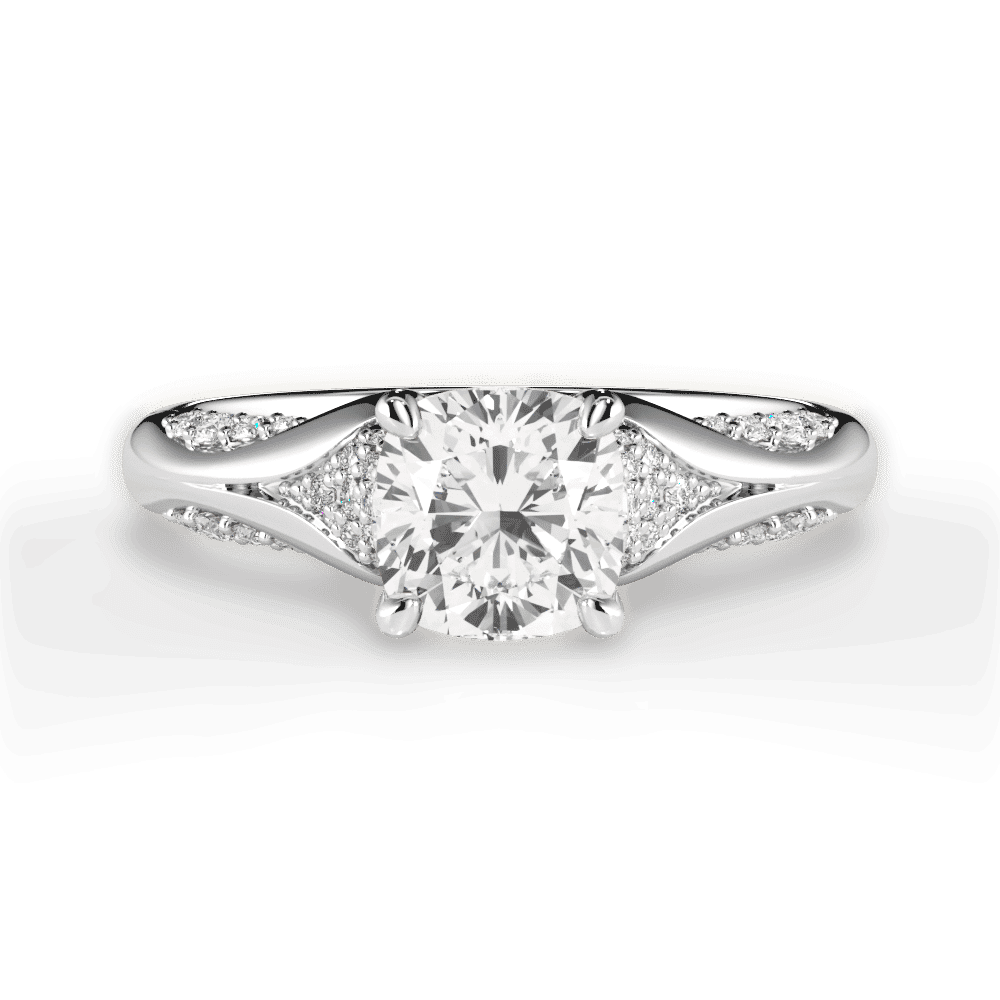14kt White Gold/18kt White Gold/Platinum/cushion/top
