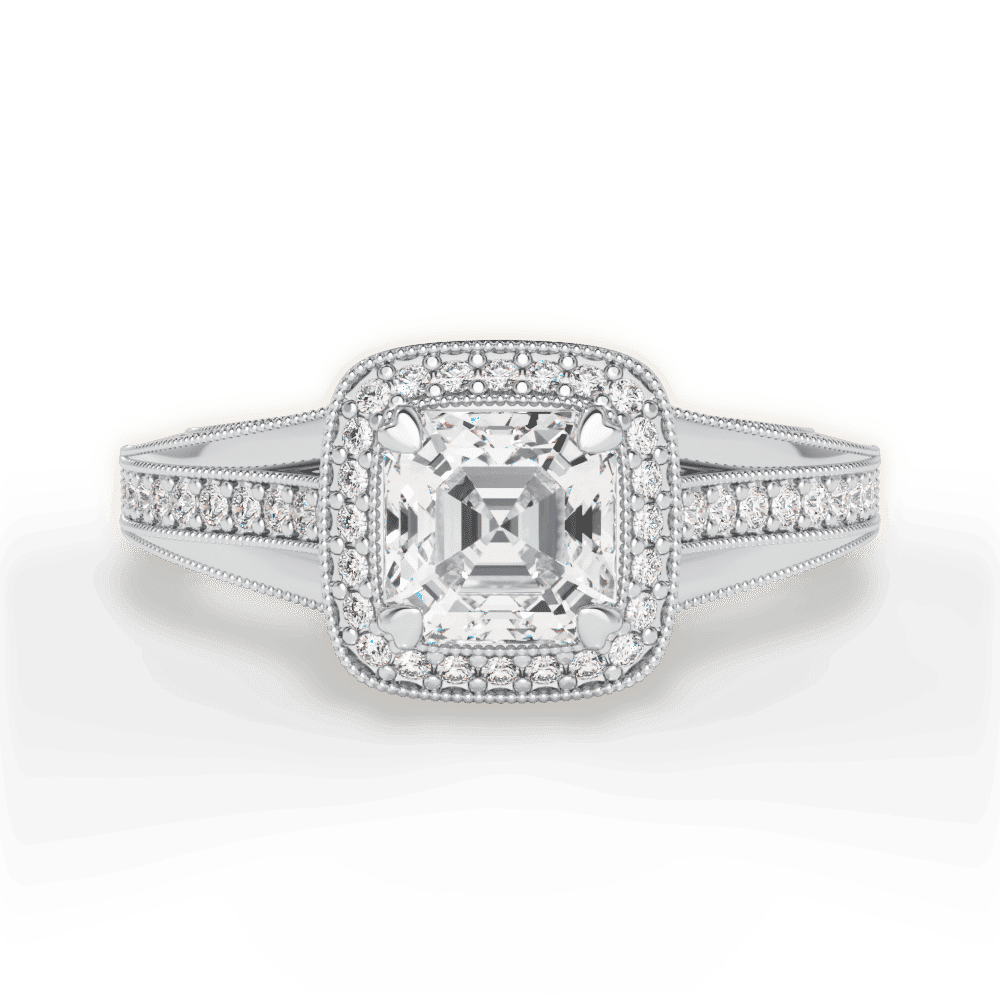 14kt White Gold/18kt White Gold/Platinum/asscher/top