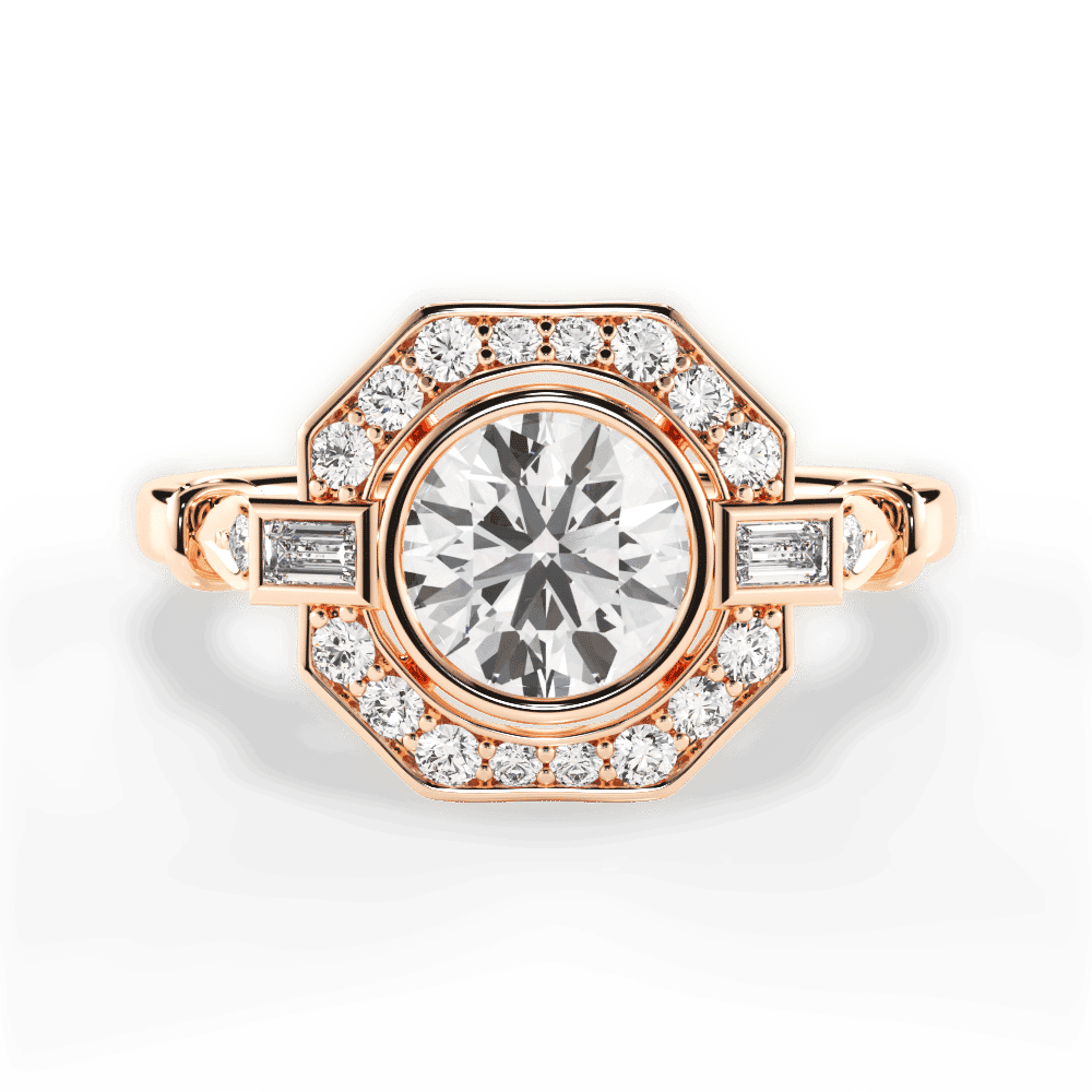 14kt Rose Gold/18kt Rose Gold/round/top