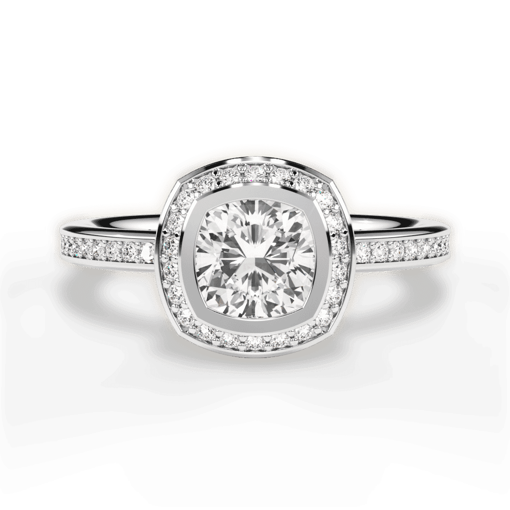 14kt White Gold/18kt White Gold/Platinum/cushion/top