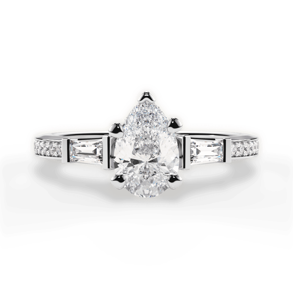 14kt White Gold/18kt White Gold/Platinum/pear/top