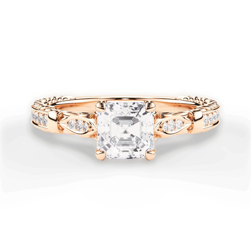 14kt Rose Gold/18kt Rose Gold/asscher/top