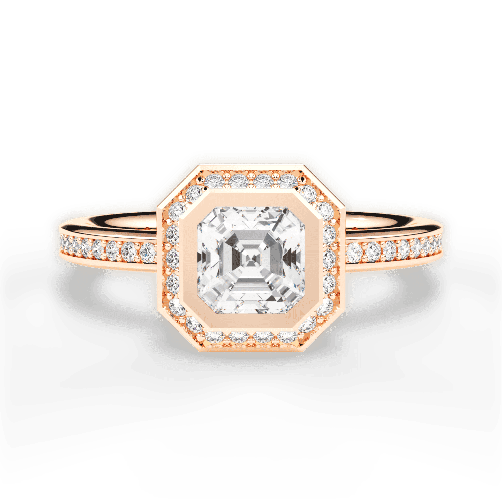 14kt Rose Gold/18kt Rose Gold/asscher/top