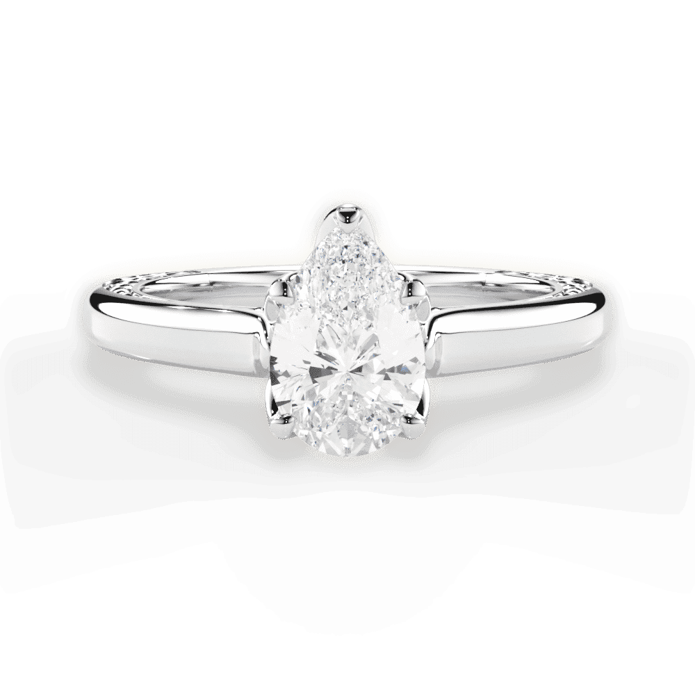 14kt White Gold/18kt White Gold/Platinum/pear/top
