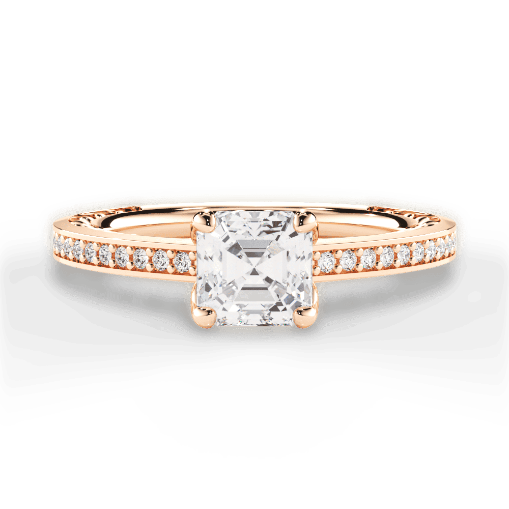 14kt Rose Gold/18kt Rose Gold/asscher/top