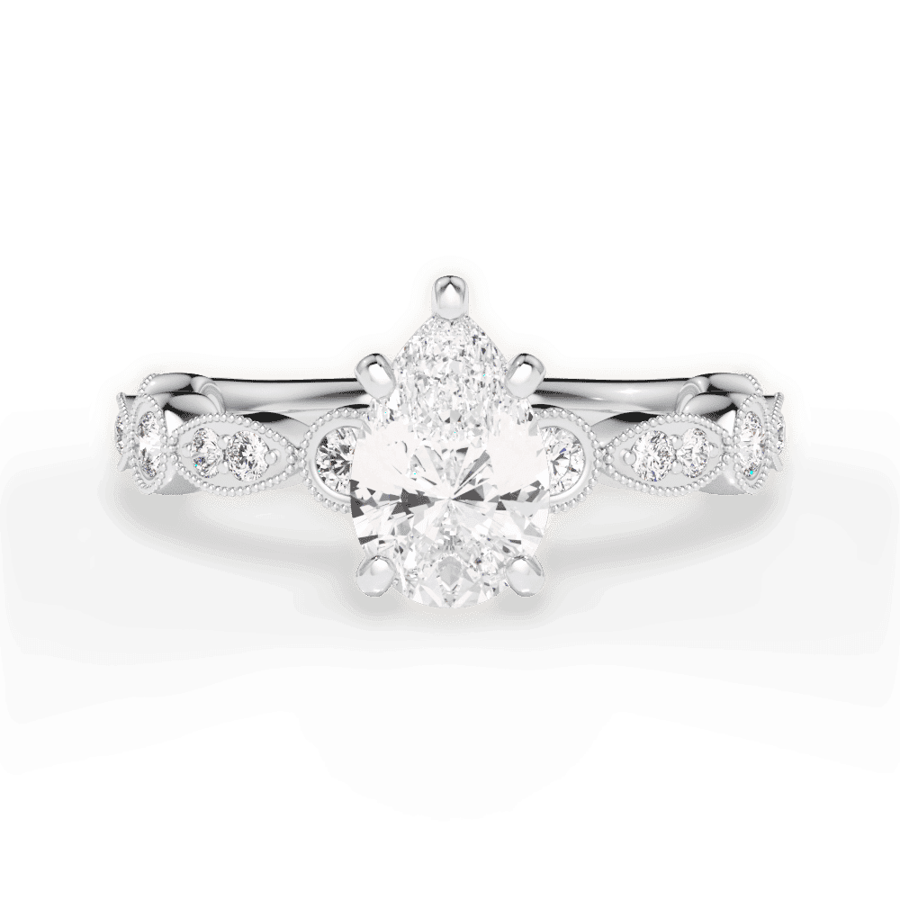 14kt White Gold/18kt White Gold/Platinum/pear/top