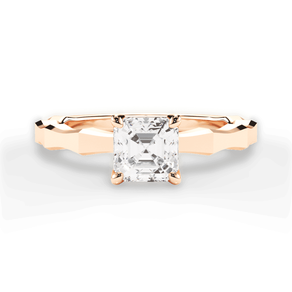 14kt Rose Gold/18kt Rose Gold/asscher/top