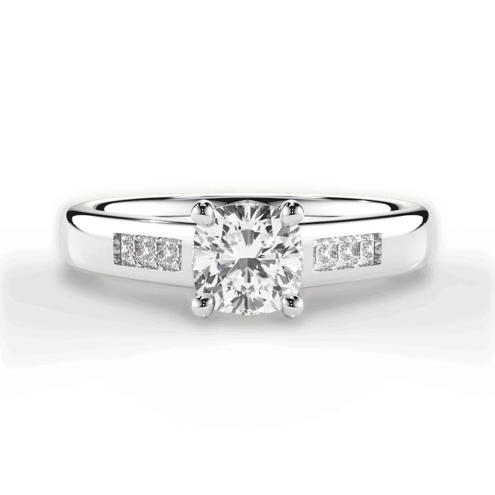 14kt White Gold/18kt White Gold/Platinum/cushion/top