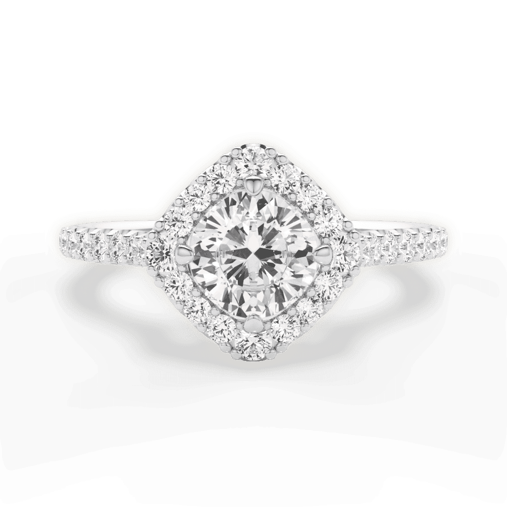 14kt White Gold/18kt White Gold/Platinum/cushion/top