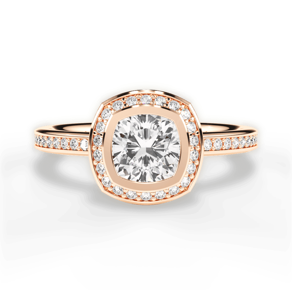 14kt Rose Gold/18kt Rose Gold/cushion/top